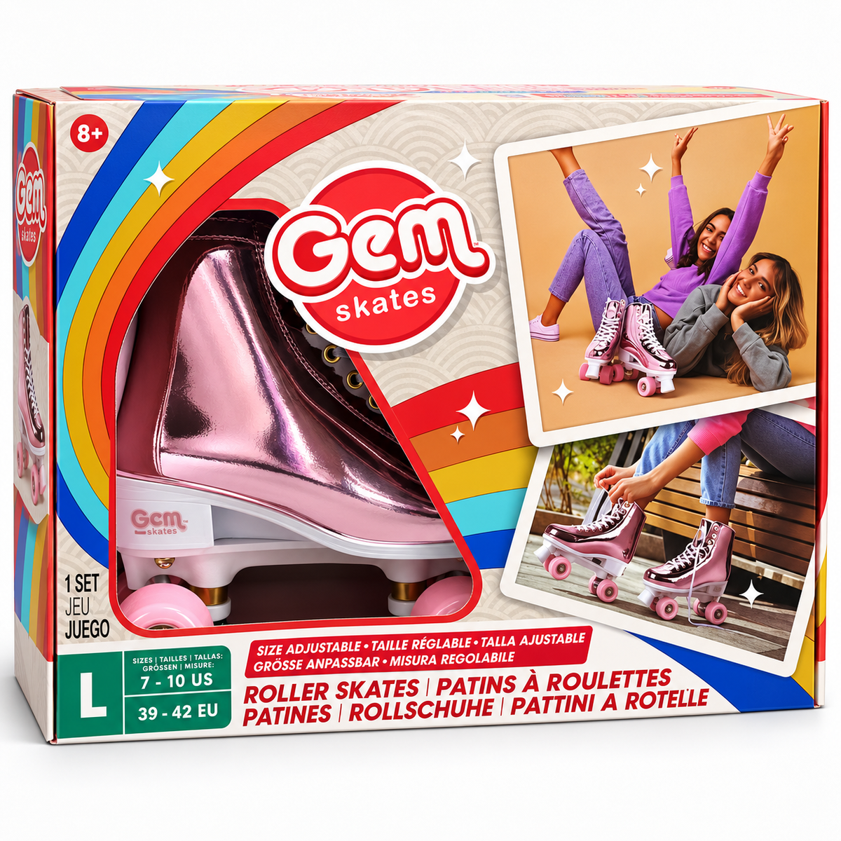 Patins à roulettes GEM Skates rose métallisé – vue produit