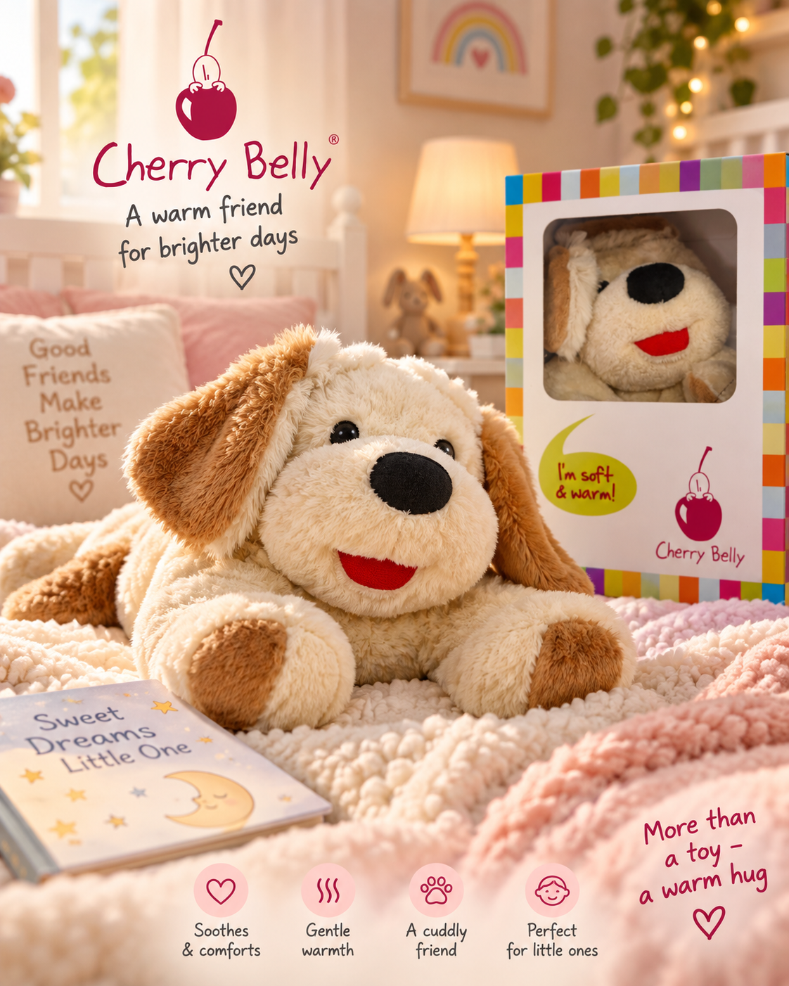 Cherry Belly – Chien bouillotte peluche
