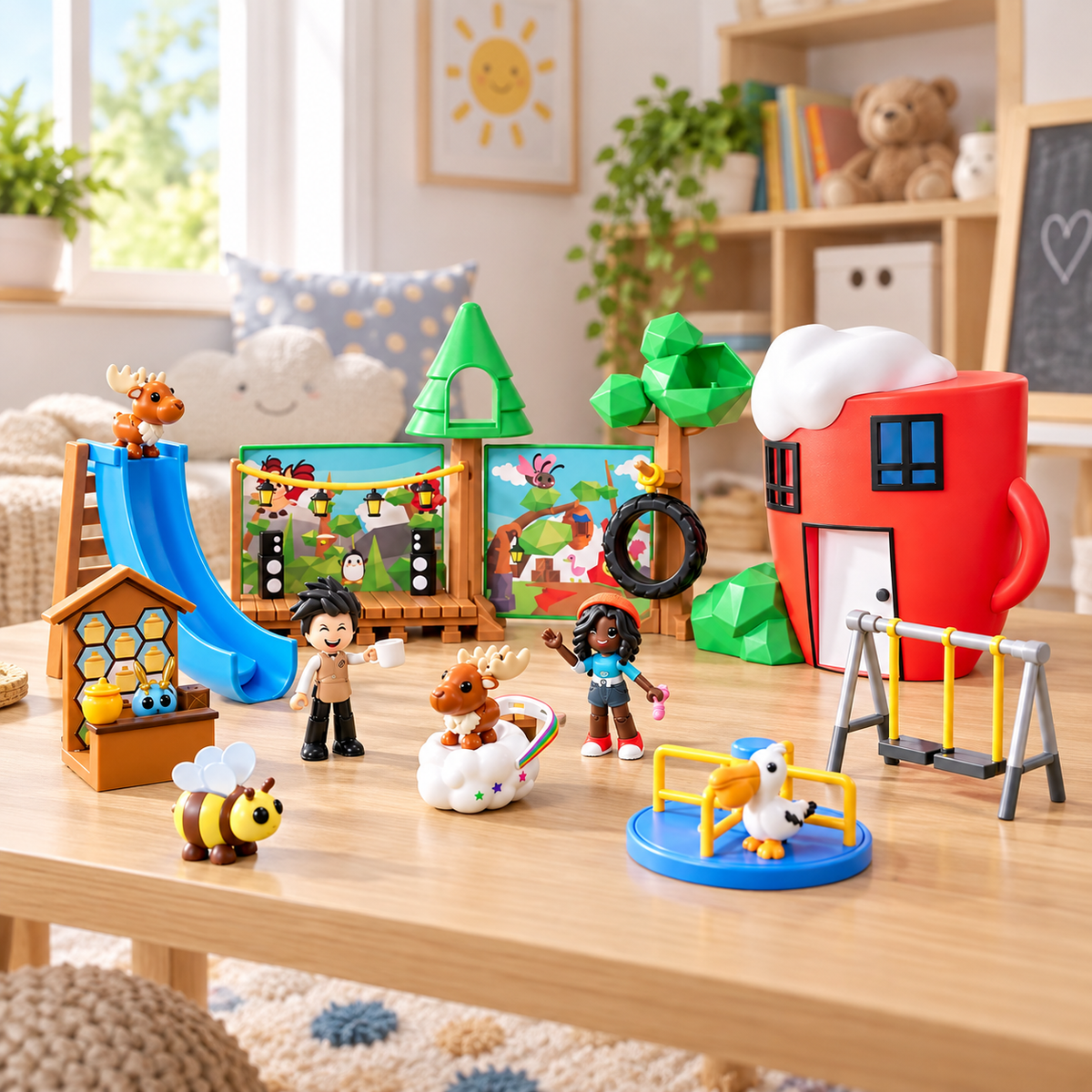 Adopt Me Coffee Shop & Playground - mise en scène dans une chambre d'enfant