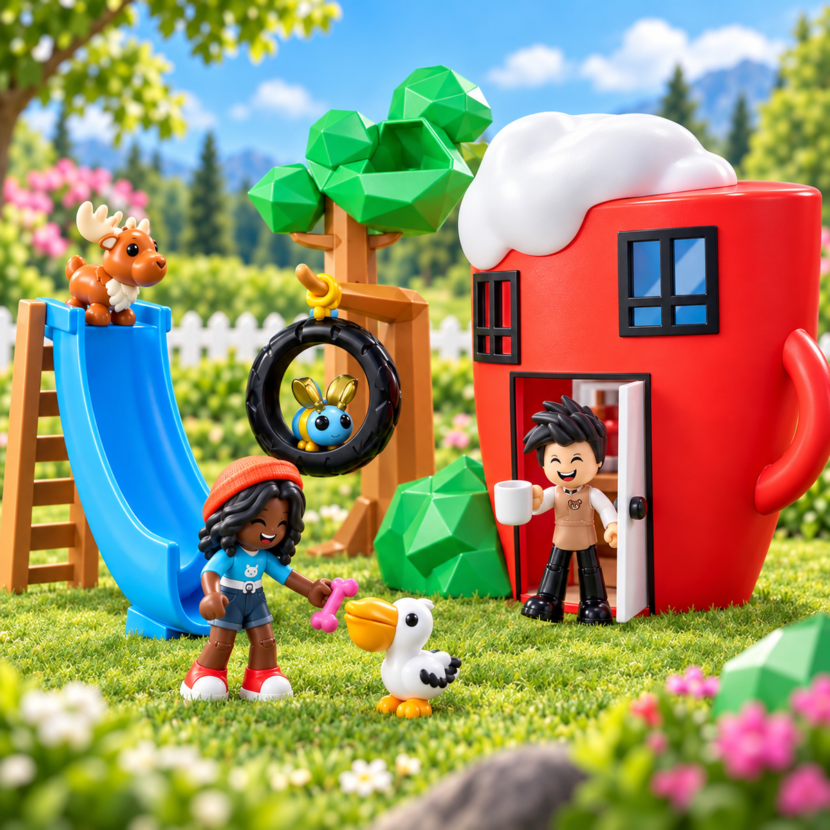 Adopt Me Coffee Shop & Playground - détails des personnages et accessoires