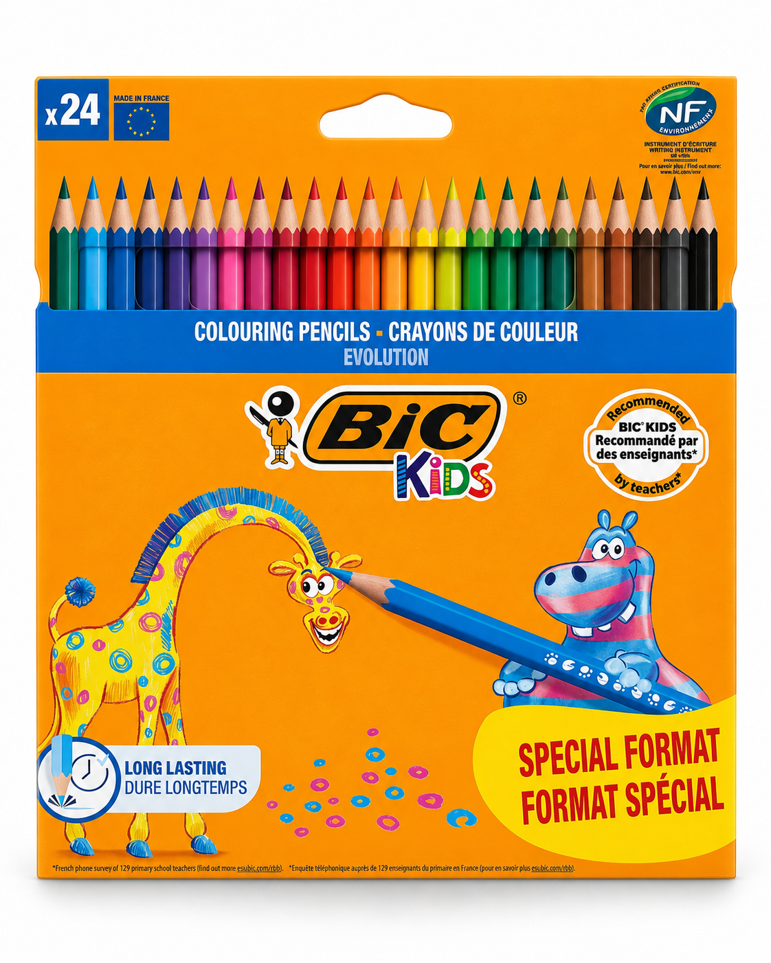 BIC Kids Evolution - boîte de 24 crayons de couleur