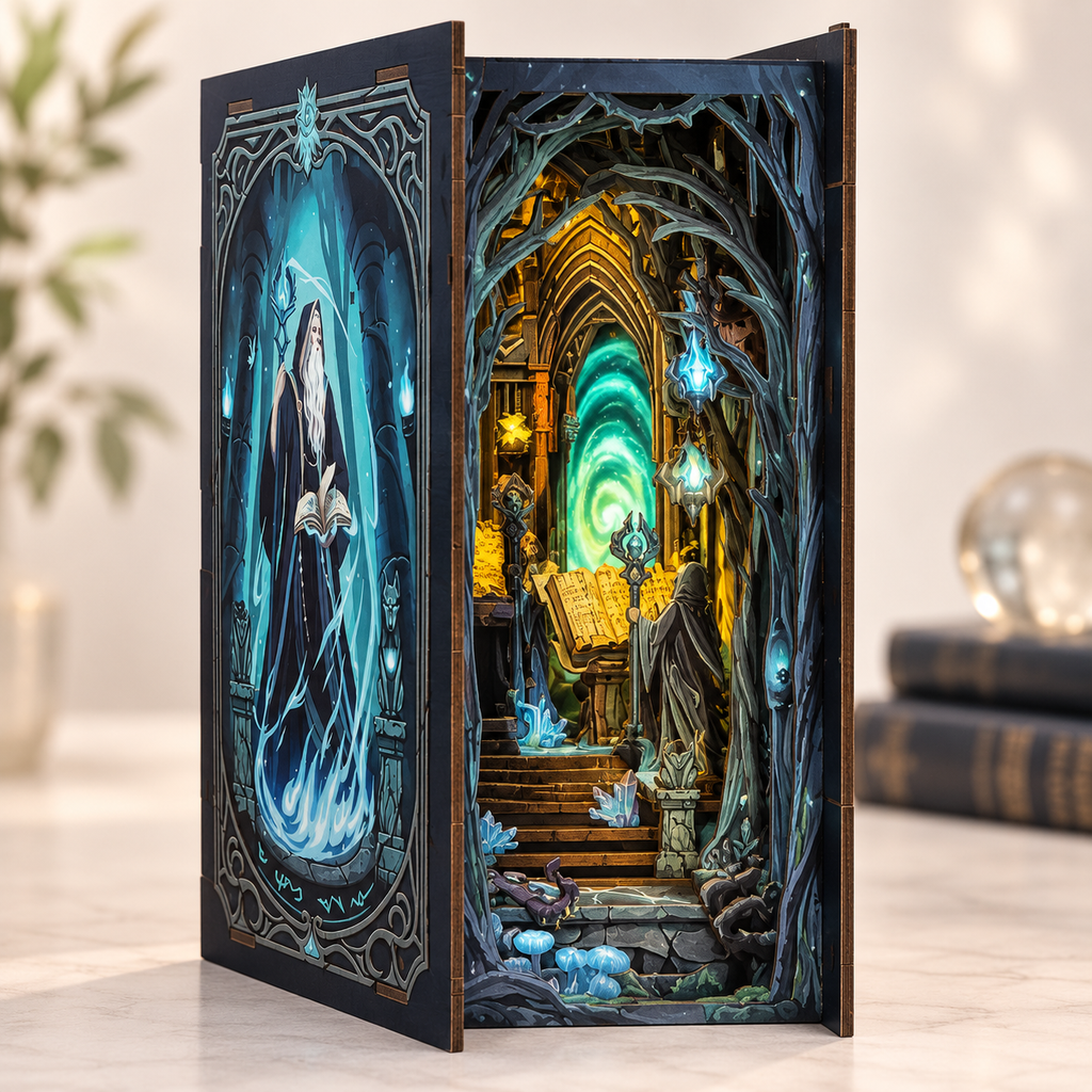 Book Nook La Porte Mystique - vue détaillée du diorama assemblé