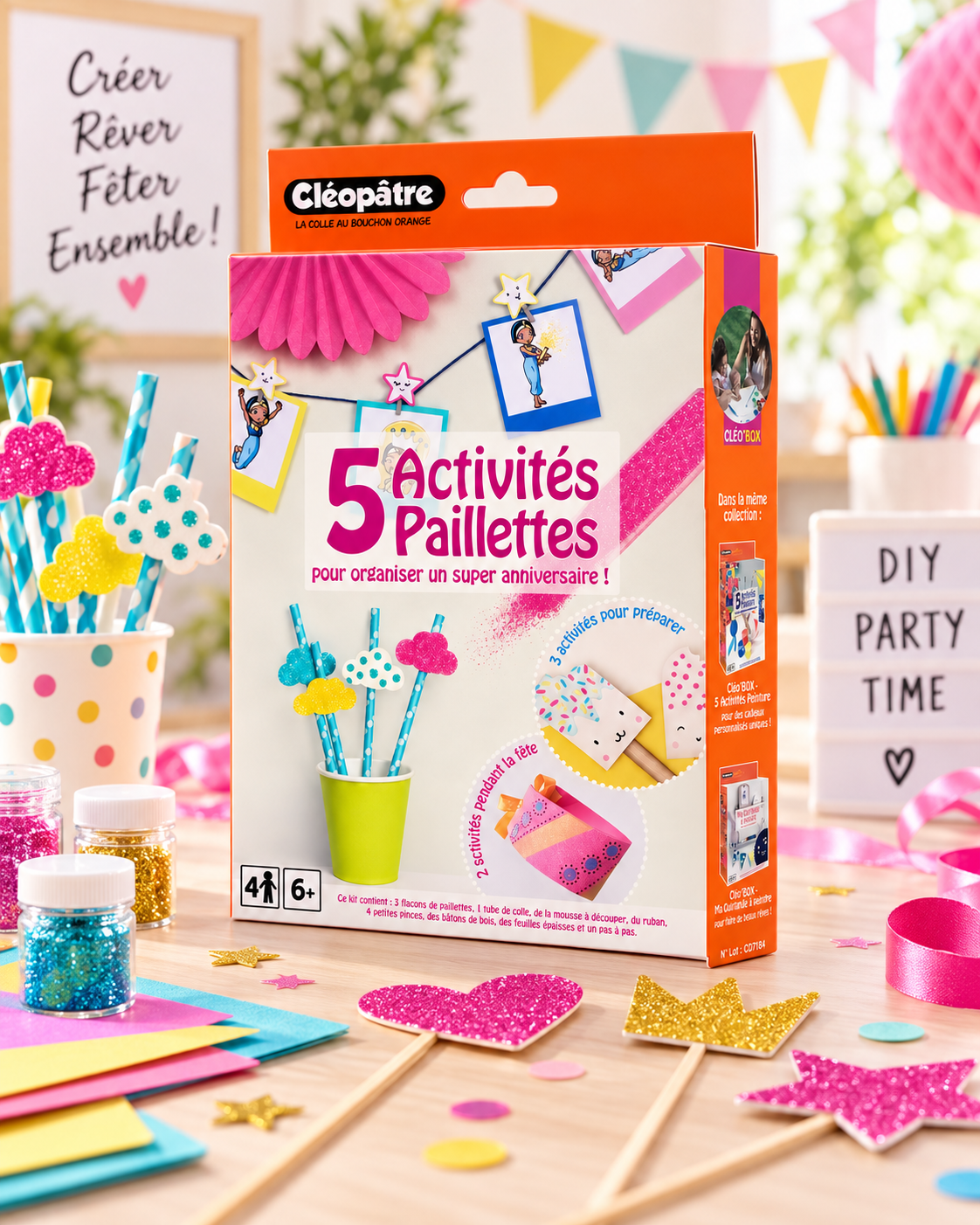 Cléopâtre Cléo'Box 5 Activités Paillettes - ambiance anniversaire DIY