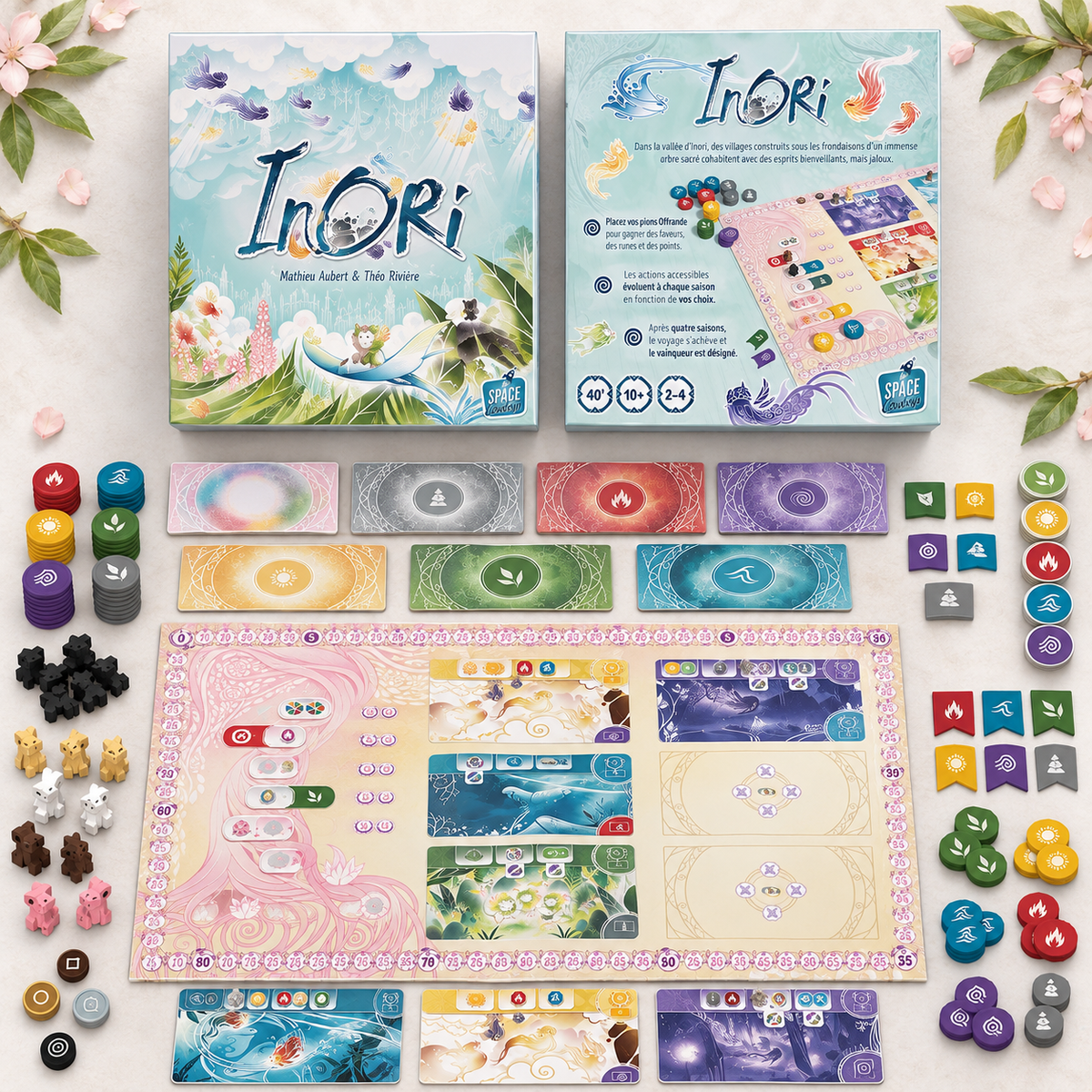 Inori - contenu du jeu de société présenté à plat