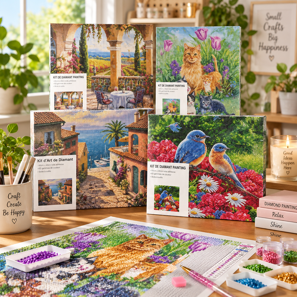 Atelier créatif de Diamond Painting avec kits 30 x 40 cm