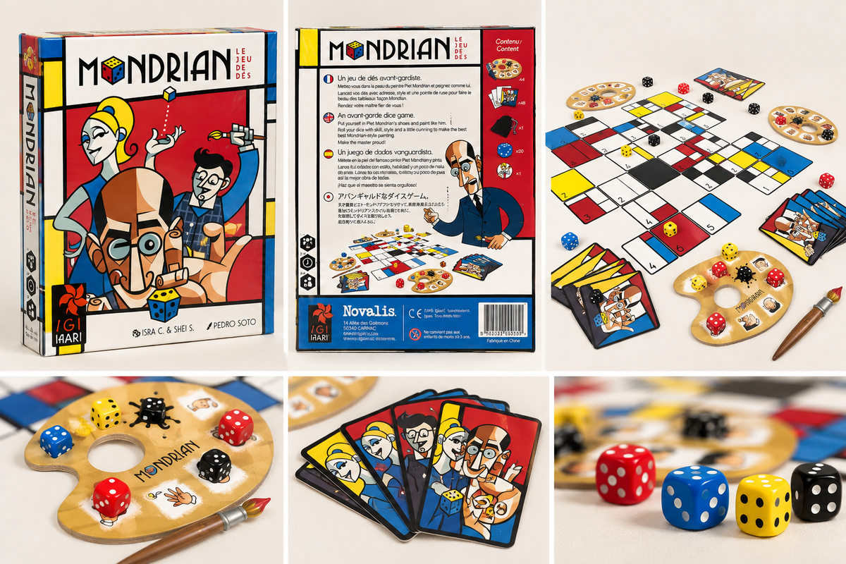 Mondrian Le jeu de dés - vue produit et composants
