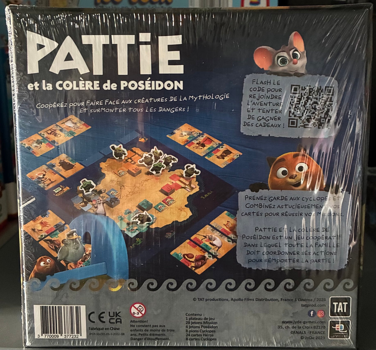 Pattie et la Colère de Poséidon – dos de la boîte et contenu
