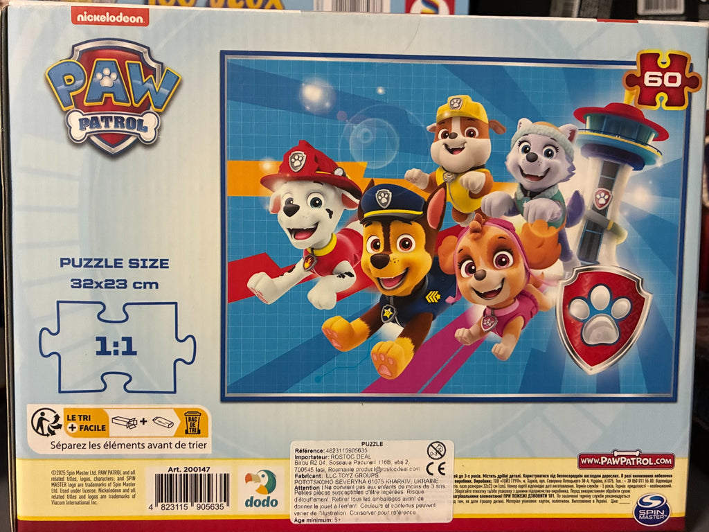 Puzzle Paw Patrol Dodo 60 pièces - dos de la boîte