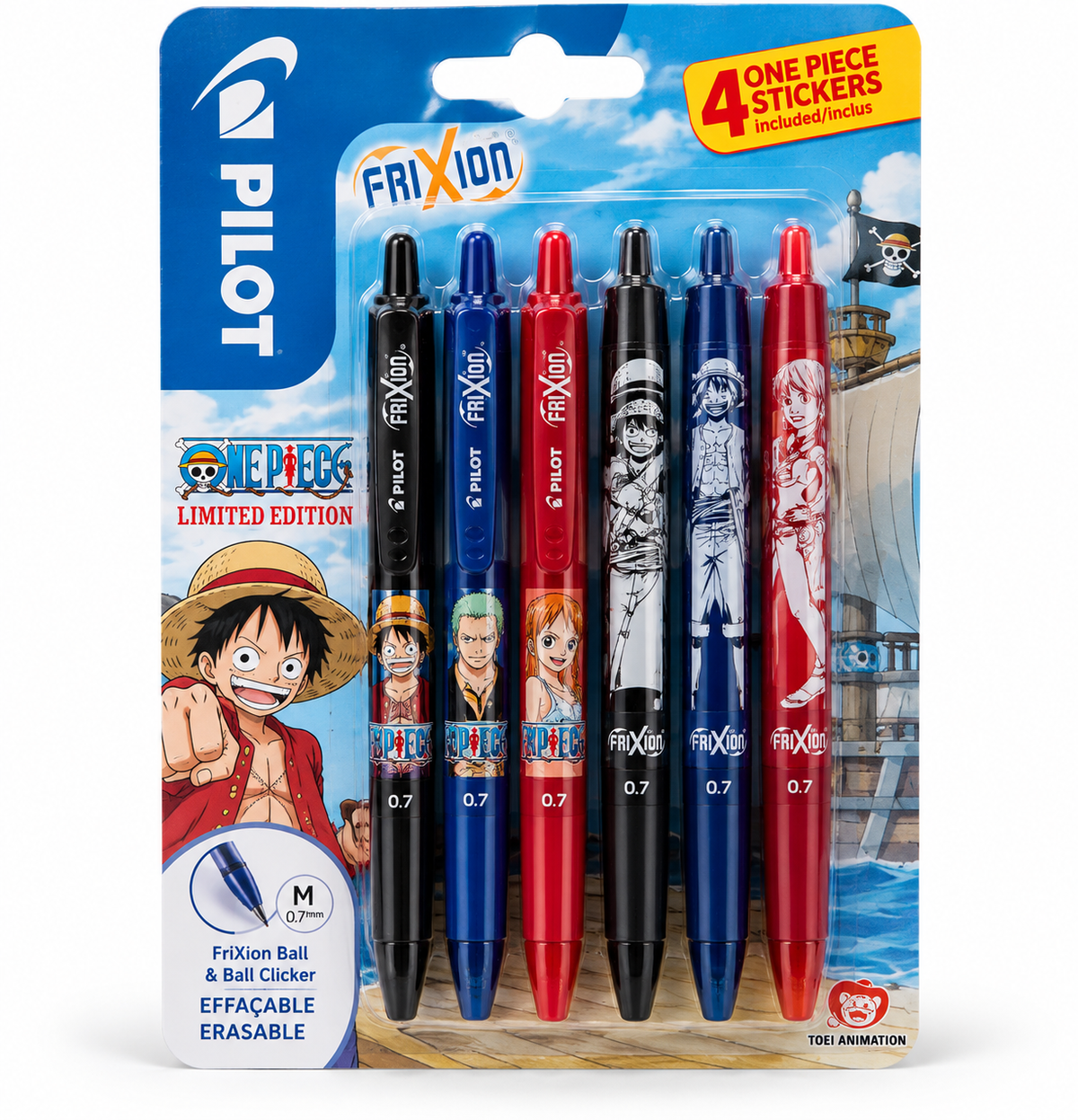 Pilot FriXion One Piece édition limitée - pack de 6 stylos