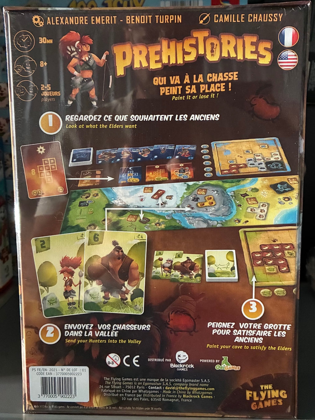 Préhistories The Flying Games – dos de la boîte et principe du jeu