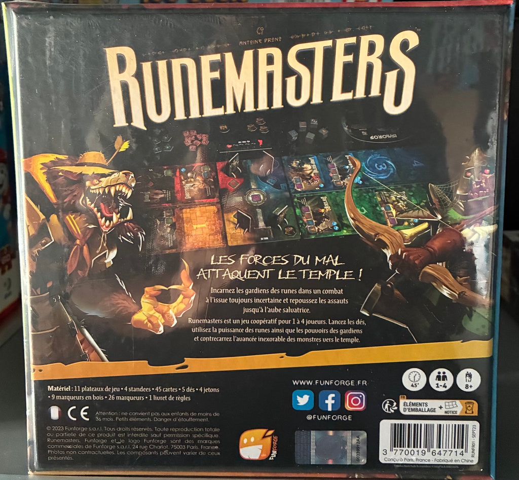 Runemasters – dos de la boîte, contenu et EAN