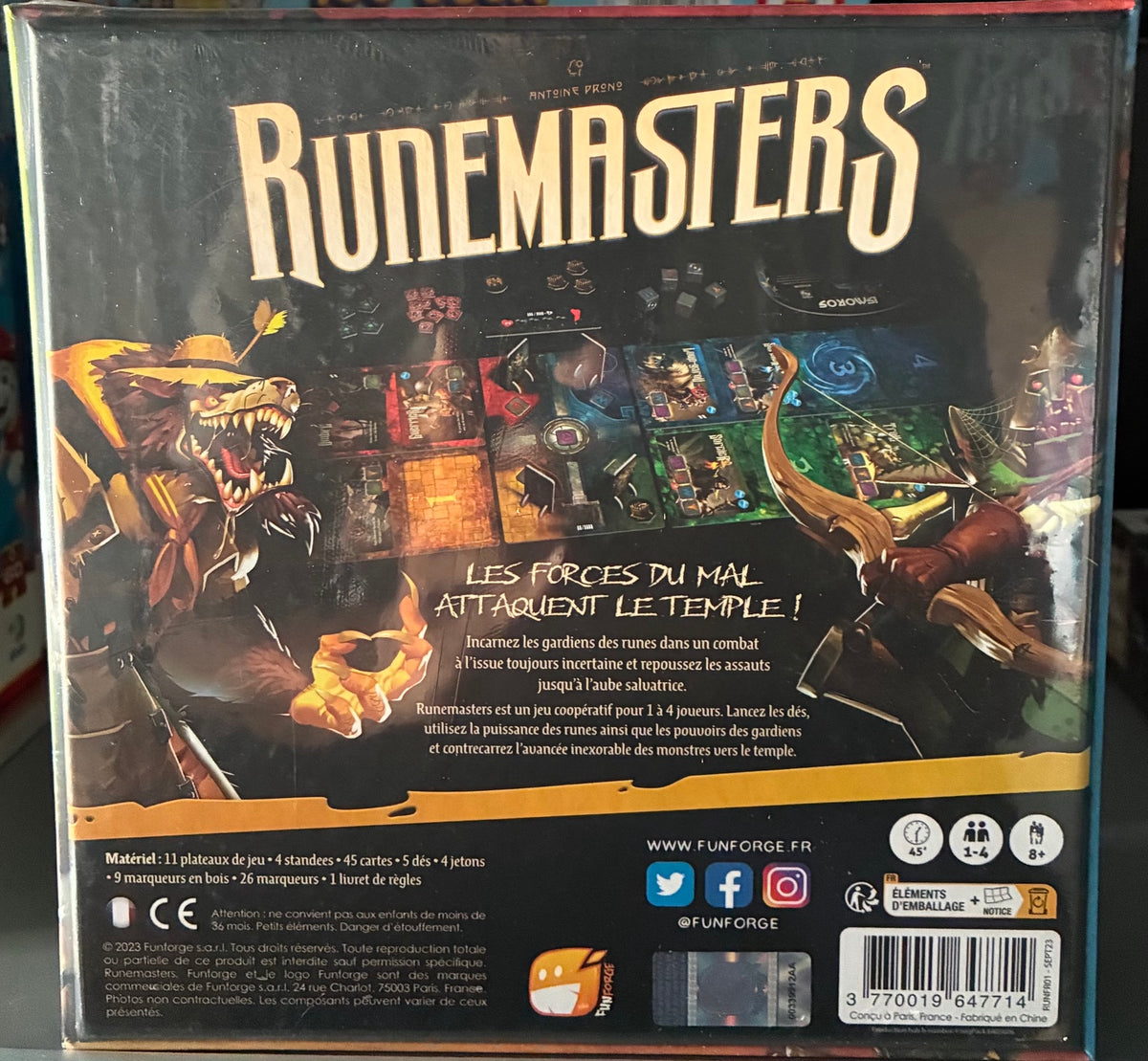 Runemasters – dos de la boîte, contenu et EAN