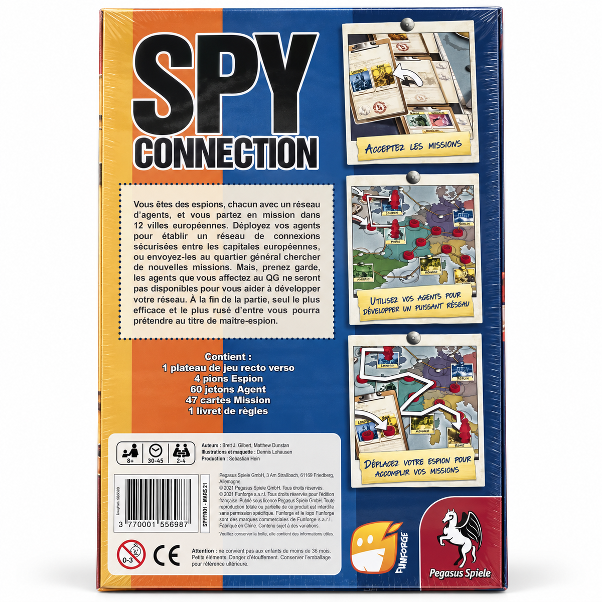 Spy Connection - dos de la boîte et contenu du jeu en français