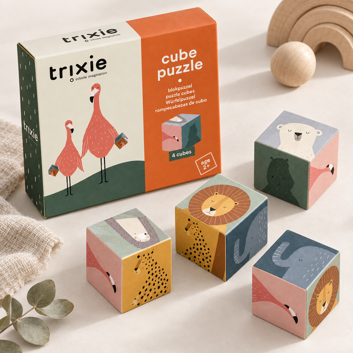 Trixie Cube Puzzle - boîte et 4 cubes animaux