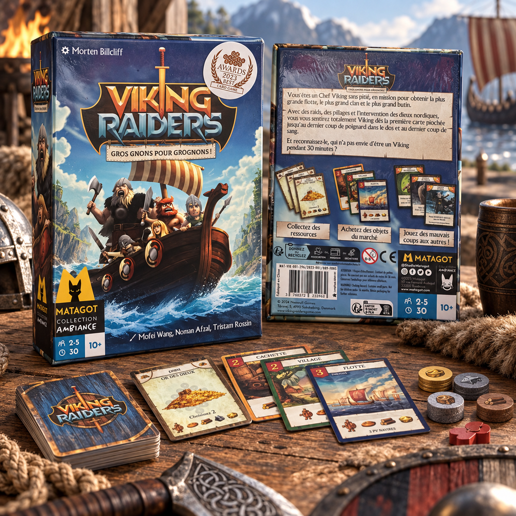 Viking Raiders Matagot - mise en scène du jeu et de ses cartes